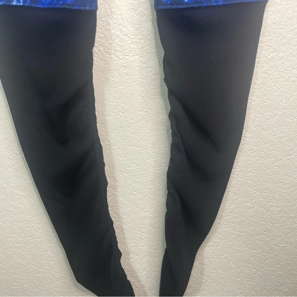Alo Goddess Ribbed Leg‎ Warmer Legging Blue Kaleidoscope Black Sz XXS Yoga Pants